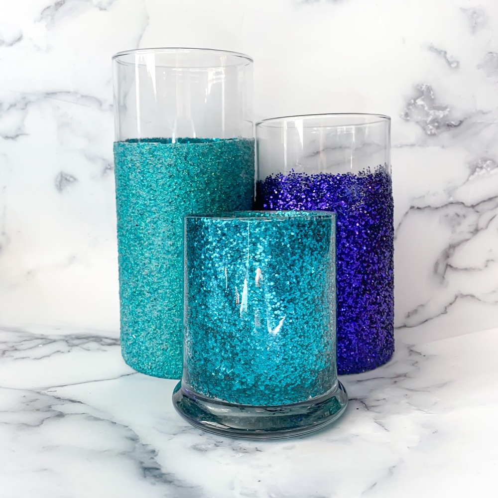 Glitter glass jars